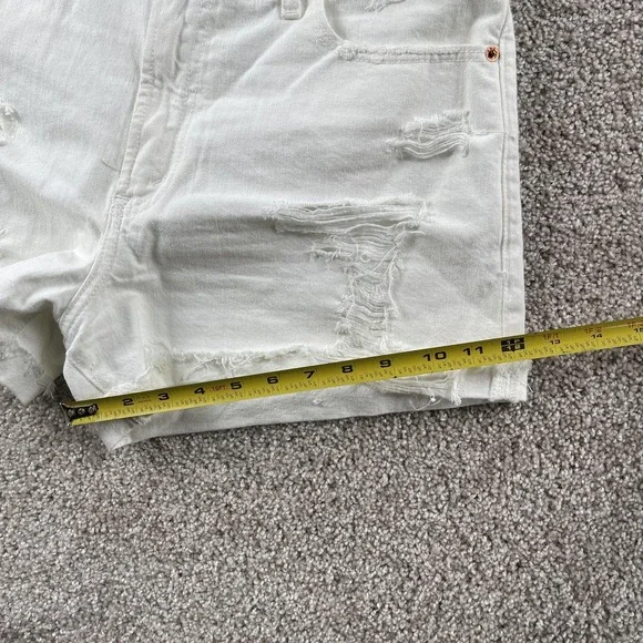 Abercrombie & Fitch Shorts Womens 8 White Denim High Rise Distressed Cutoff - Picture 8 of 9